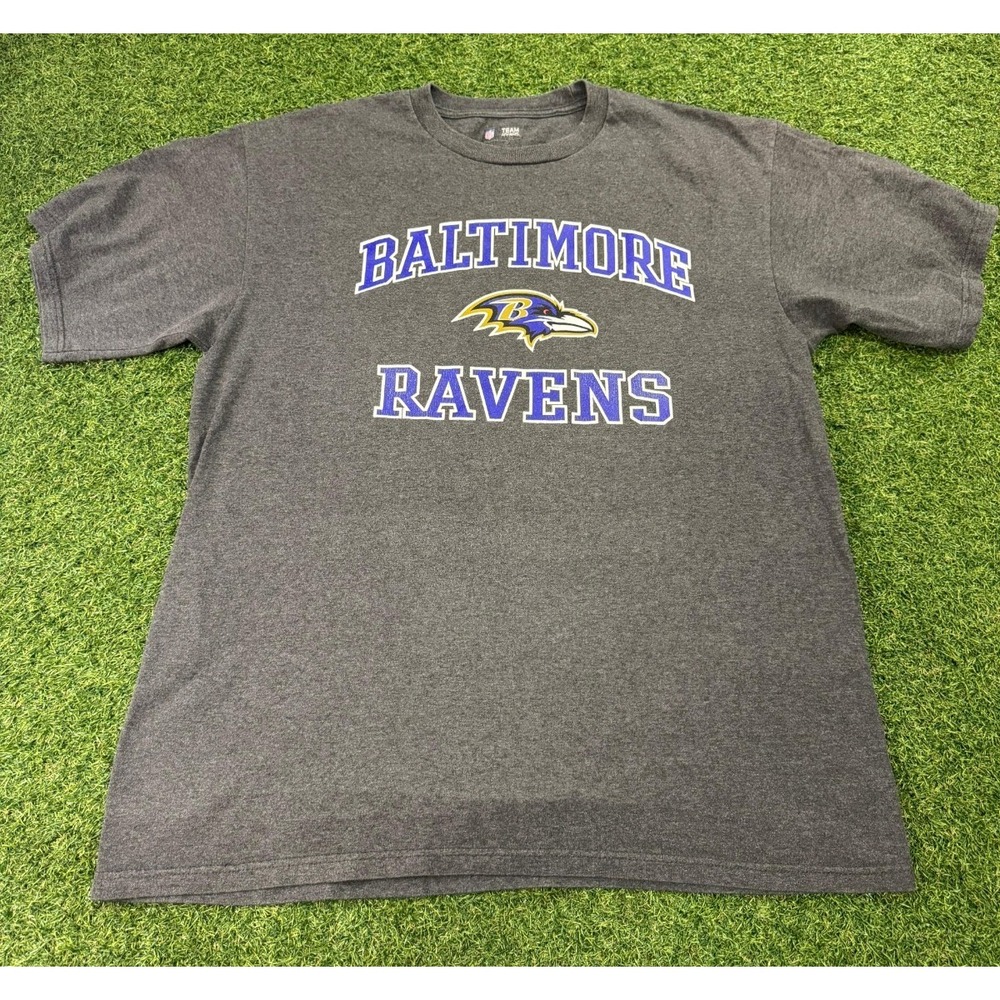 Baltimore Ravens Football T-Shirt Mens L Heather Gray NFL Team‎ Apparel Graphic